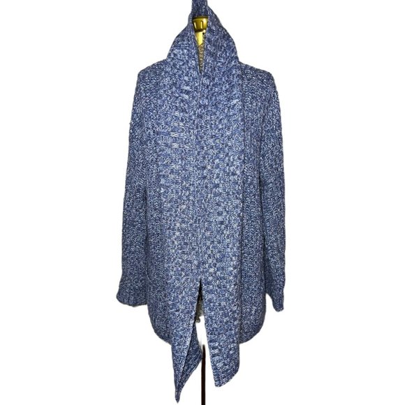 Larry Levine Blue Open Front Sweater Cardigan Thigh Length Womens Size Medium - Picture 4 of 8